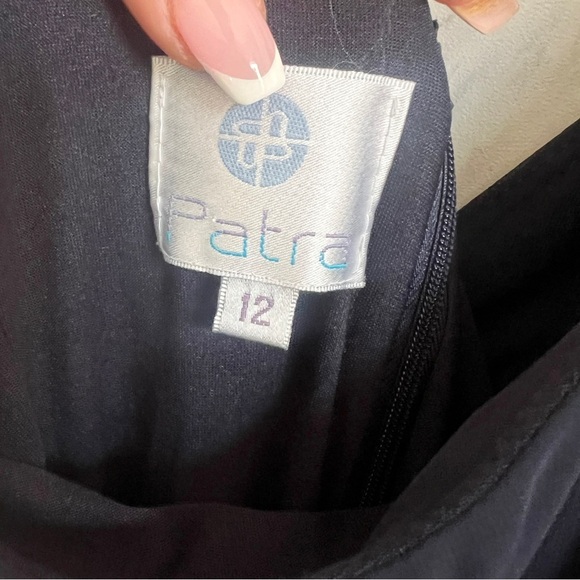 Patra Sheer Beaded Cape Navy Formal Dress SZ 12 - Picture 4 of 5